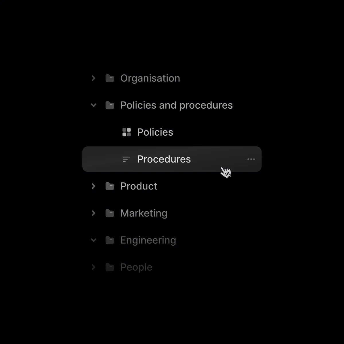 A folder tree of policies and procedures
